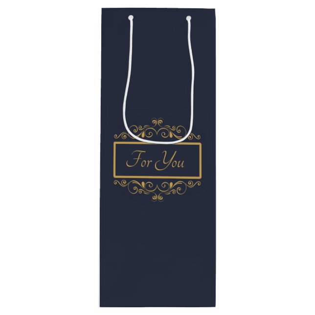 Navy Personalised Wine Gift Bag (Front)