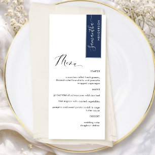 Navy Personalised with Guest Name Elegant Menu