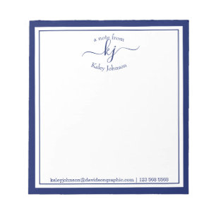 Navy Personalized Name   From The Desk Of Notepad