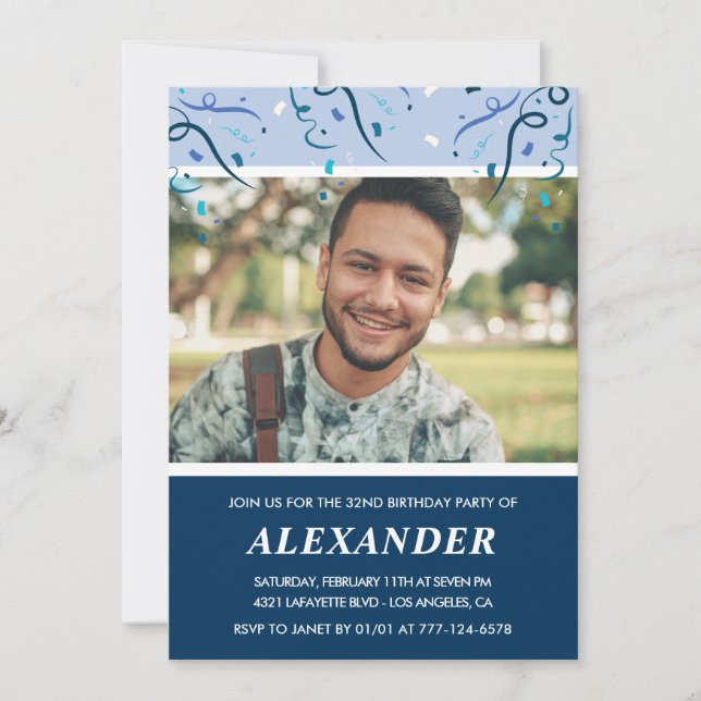 Navy Photo 32nd birthday invitations  Man  (Front)
