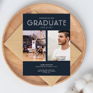 Navy Photo High School Graduation Announcement