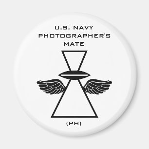 NAVY PHOTOGRAPHER IFGA WITH WINGS ROUND MAGNET