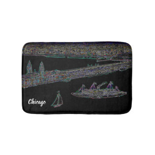 Navy Pier Chicago 1920's NEON Art Windy City Bath Mat