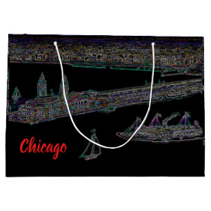 Navy Pier Chicago 1920's NEON Art Windy City Large Gift Bag