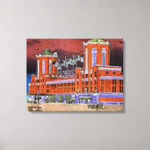 Navy Pier Chicago 1920's Watercolor Art Windy City Canvas Print