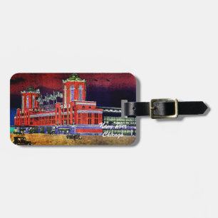 Navy Pier Chicago 1920's Watercolor Art Windy City Luggage Tag