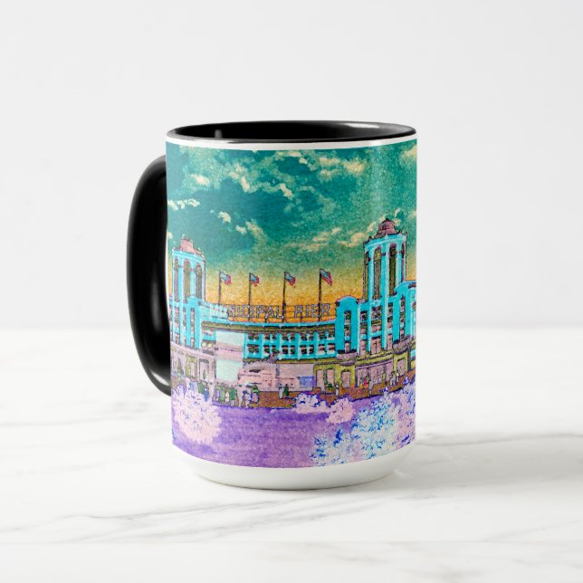 Navy Pier Chicago 1920's Watercolor Art Windy City Mug (Front Left)