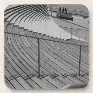 Navy Pier Stairs Grayscale Coaster