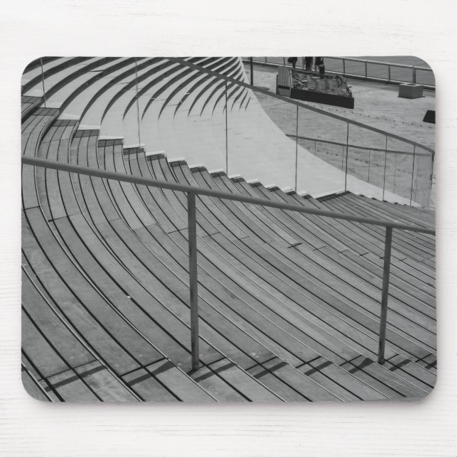 Navy Pier Stairs Grayscale Mouse Pad (Front)