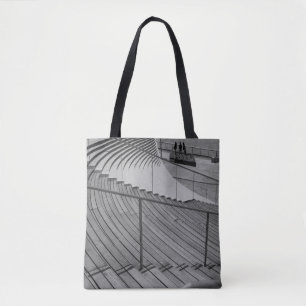 Navy Pier Stairs Grayscale Tote Bag