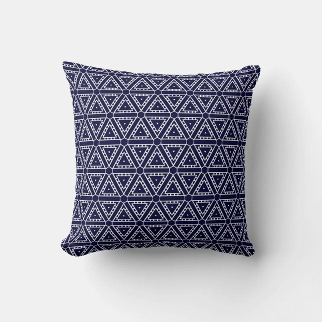 navy pillow solid back white tile abstract pattern (Front)