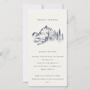 Navy Pine Mountain Sketch Bridal Shower Invite