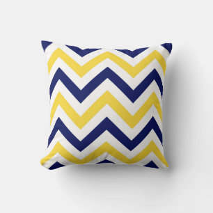 Navy, Pineapple, Wht Large Chevron ZigZag Pattern Cushion