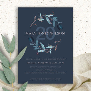 NAVY PINK FAUNA WREATH ANY YEAR ANNIVERSARY CARD