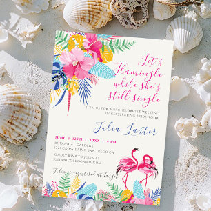 Navy Pink Tropical Wild Forest Bachelorette Party Invitation