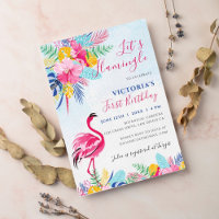 Navy Pink Tropical Wild Forest Flower Birthday