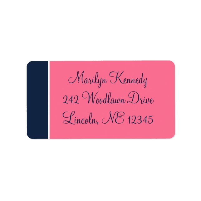 Navy, Pink, White Address Label (Front)