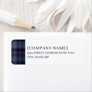 Navy Plaid Corporate Holiday Address Return Address Label