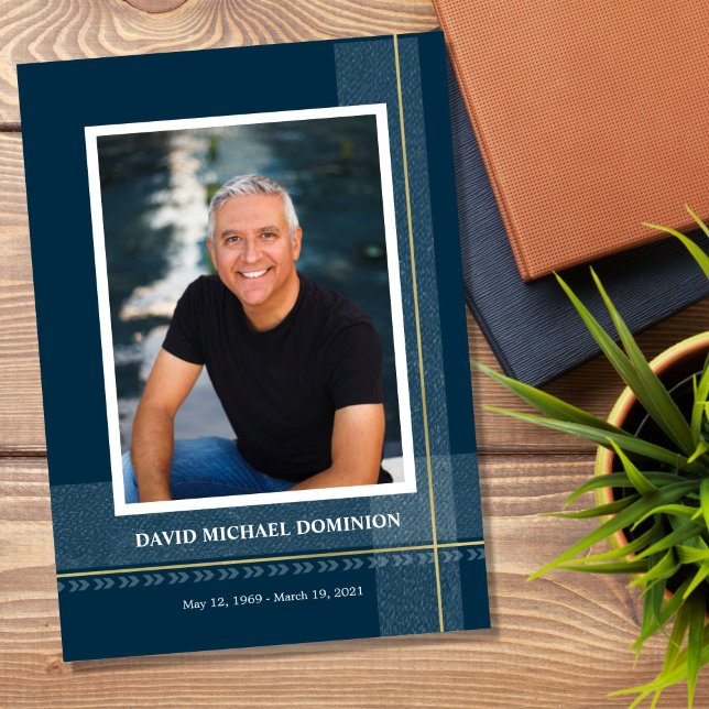 Navy Plaid Frame Memorial Program (Creator Uploaded)