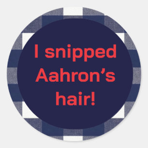 Navy plaid upsherin sticker