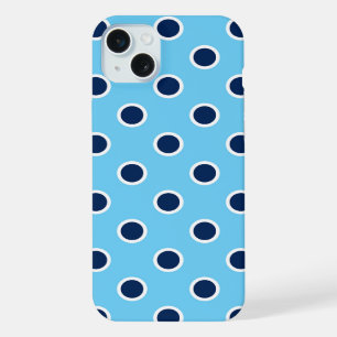 Navy Polka Dots on Bright Blue iPhone Case