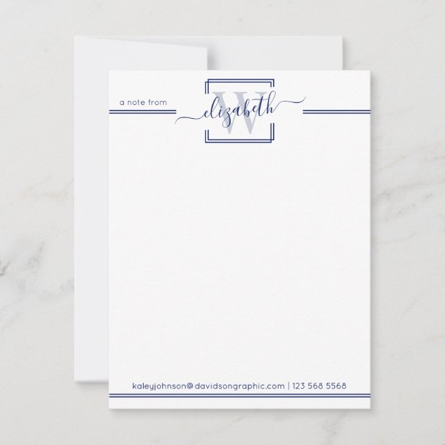 Navy Professional | From The Desk Of Note Card (Front)
