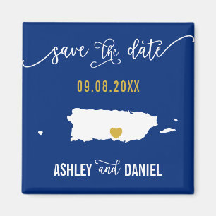 Navy Puerto Rico Wedding Save the Date Map Magnet
