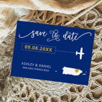 Navy Puerto Rico Wedding Save the Date Map