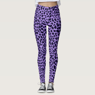 Navy Purple Leopard Print Leggings