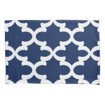 Navy Quatrefoil Pillow Cases