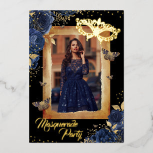 Navy Quinceanera Photo Masquerade Party Rose