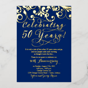 Navy Real Gold 50th Wedding Anniversary