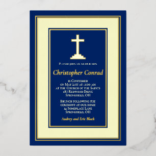Navy Real Gold Foil Catholic Confirmation