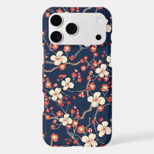 Navy Red Cherry Blossom Japanese Floral