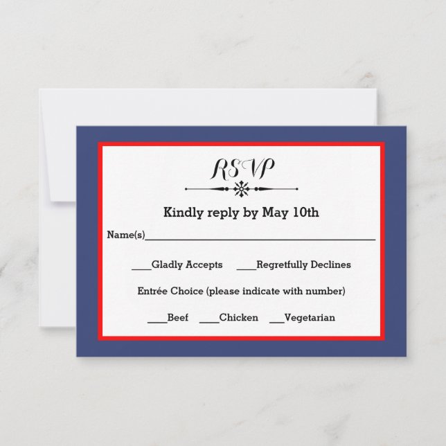 Navy & Red Frame- RSVP Response Card (Front)