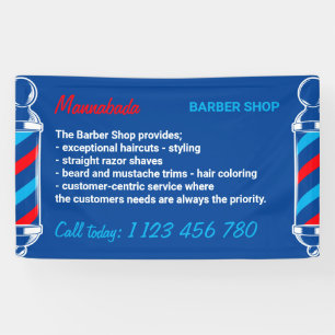 Navy Red Pole Supply Service Barber Shop Banner