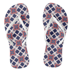 Navy Red White Kaleidoscope Thongs