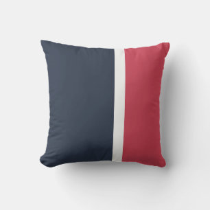 Navy Red & White Modern Striped Outdoor Pillow