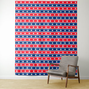 Navy Red & White Stars U.S.A Tapestry Backdrop
