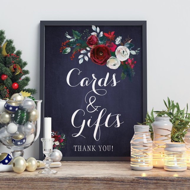 Navy Red Winter Peonies Cards and Wedding Sign (Creator Uploaded)