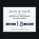 Navy Ribbon Save the Date Postcard<br><div class="desc">Navy Ribbon Save the Date Postcard</div>