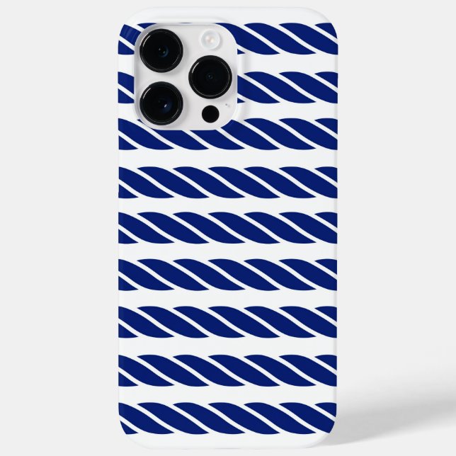 Navy Rope Stripes Nautical Customisable Background Case-Mate iPhone Case (Back)