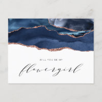 navy rose gold agate will you be my flowergirl 