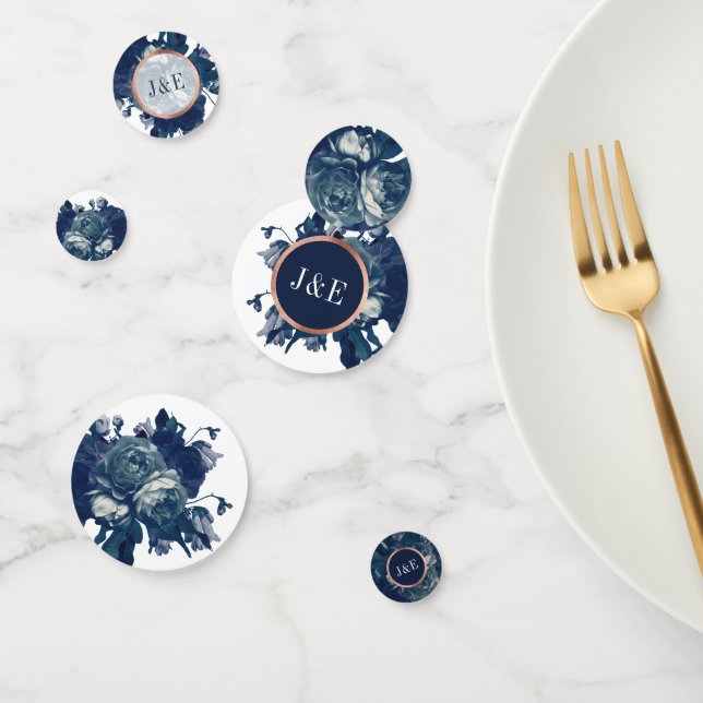 Navy Rose Gold Antique Bouquet Wedding Confetti (Group)