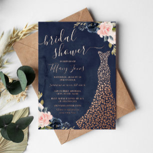 Navy Rose Gold Floral Dress Bridal Shower
