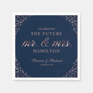 Navy Rose Gold Future Mr And Mrs Engagement Party Napkin