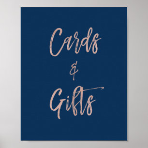 Navy & Rose Gold Glam Cards & Gifts Tabletop Sign