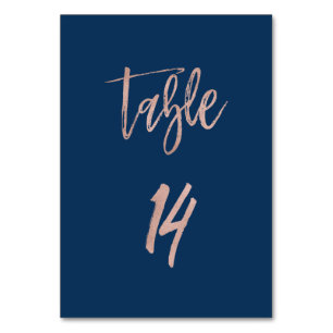 Navy & Rose Gold Glam Chic Wedding Table Number 14