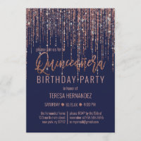 Navy Rose Gold Glitter Fringe Curtain Quinceañera