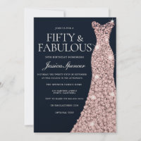 Navy & Rose Gold Sparkle Dress 50th Birthday